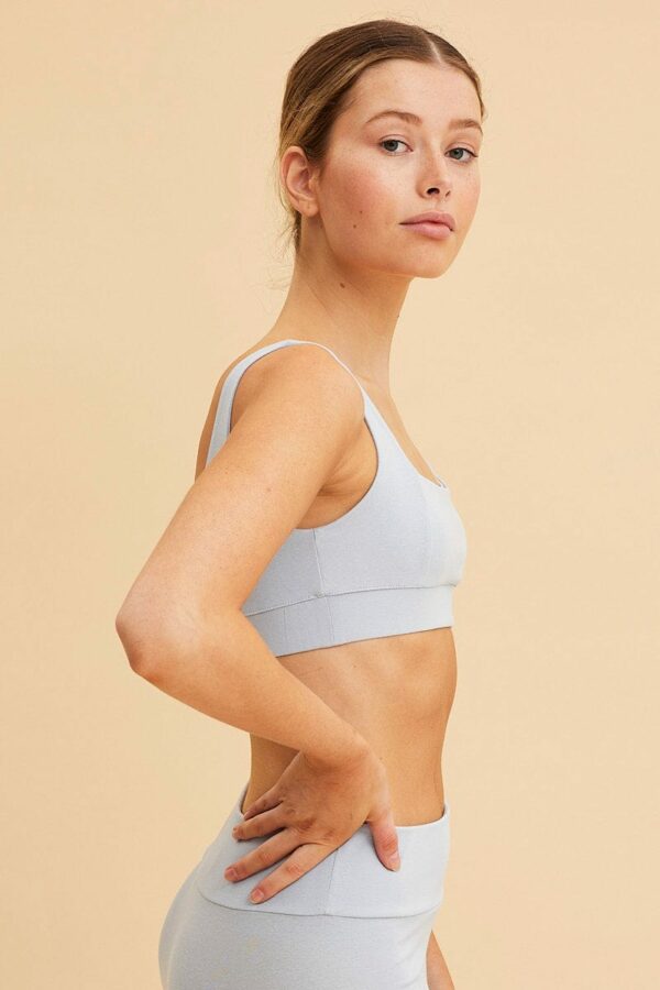 Blue Crop Top Square Neck Cotton Stretch - Image 4