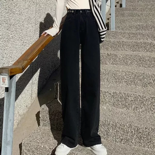Feynzz Women Pant Woman Jeans High Waist Denim Pants Wide Leg Denim Clothing Blue Jeans Vintage Quality Fashion Straight Pants - Image 3